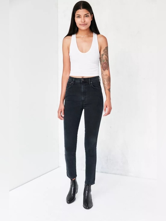 Agolde Denim - AGOLDE Roxanne High Rise Skinny Jeans Black Stretch Denim Size 26